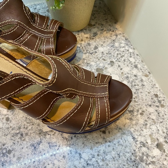 Splendid Y2K chunky open toe sling back platform wedge sandal - Picture 2 of 8